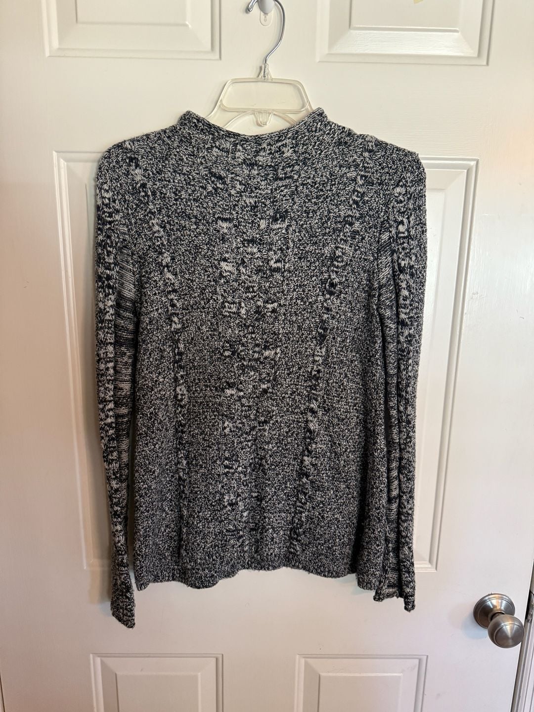 Gap Cable Knit Mock Neck Sweater Size S Black White Melange 2