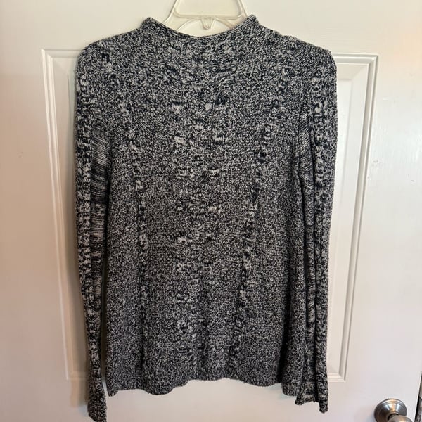 Gap Cable Knit Mock Neck Sweater Size S Black White Melange