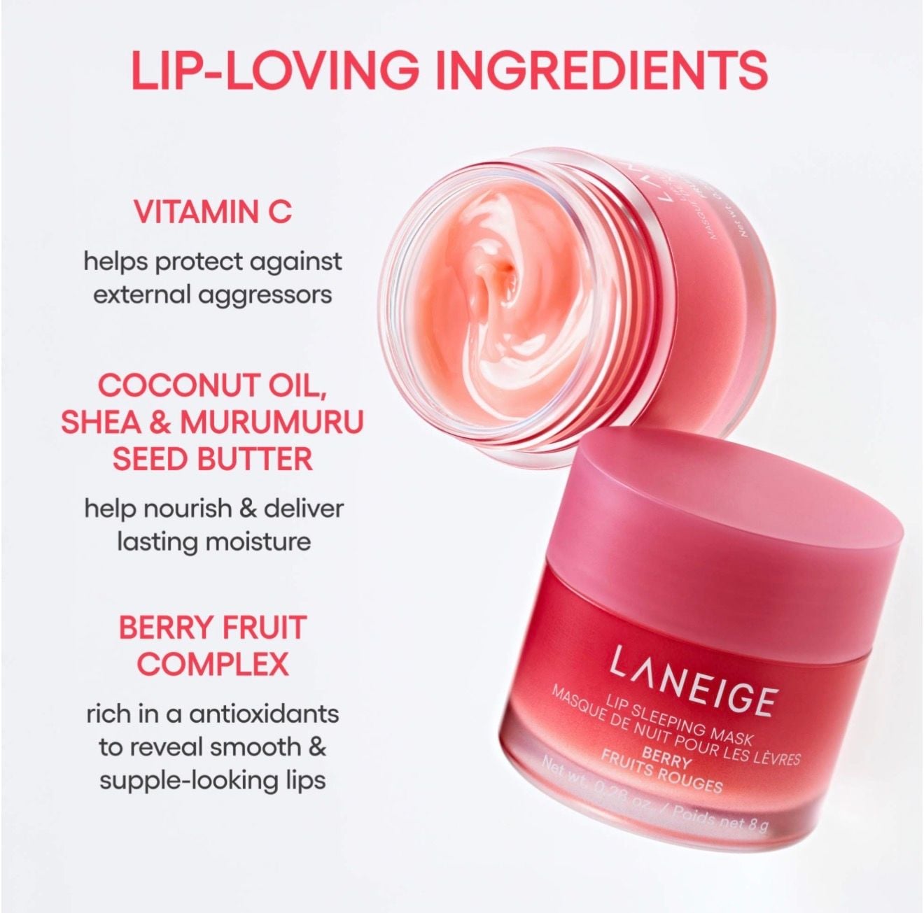 LANEIGE Lip Sleeping Mask Berry 20g Full Size New Damaged Box Korean Beauty 5