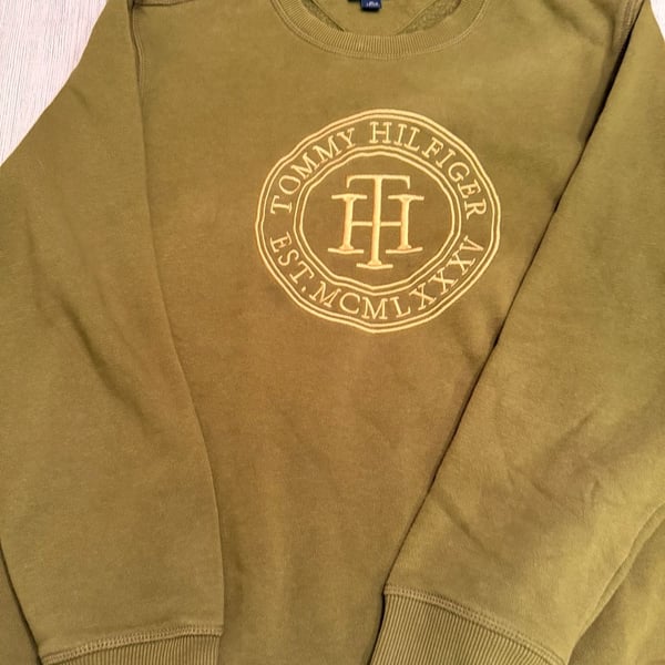 Tommy Hilfiger Sweatshirt Size XL Green Embroidered Logo Crewneck
