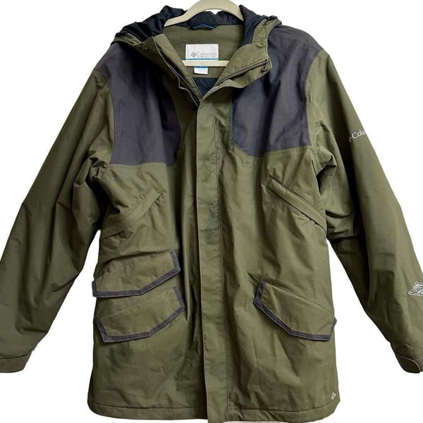 Columbia Omni-Tech Jacket Size L Green Waterproof Hooded