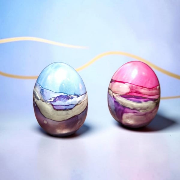 Vintage Artist Rendered Hand Painted Ceramic Egg Statue Figurine Multi Colored