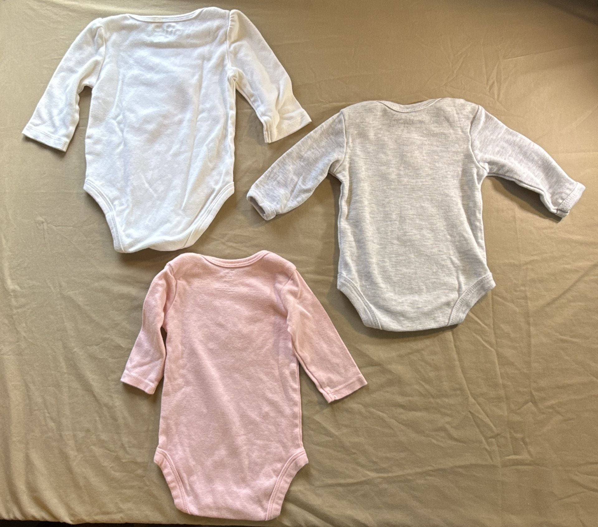 Assorted Baby Long Sleeve Bodysuits 3M Lot of 3 2