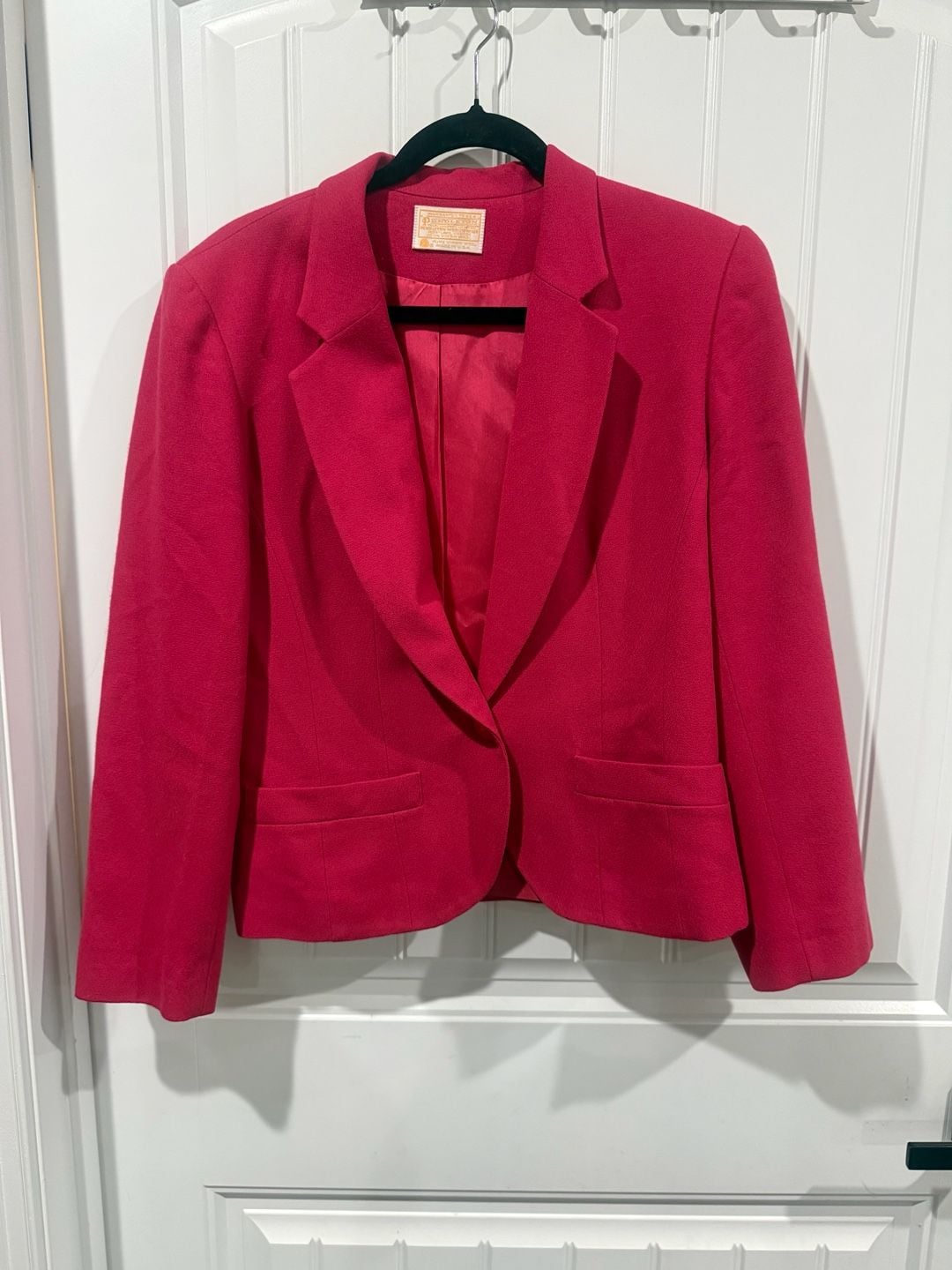 Pendleton Pink Virgin Wool Waist Length Blazer Size 10 Made in USA Vintage USA 3