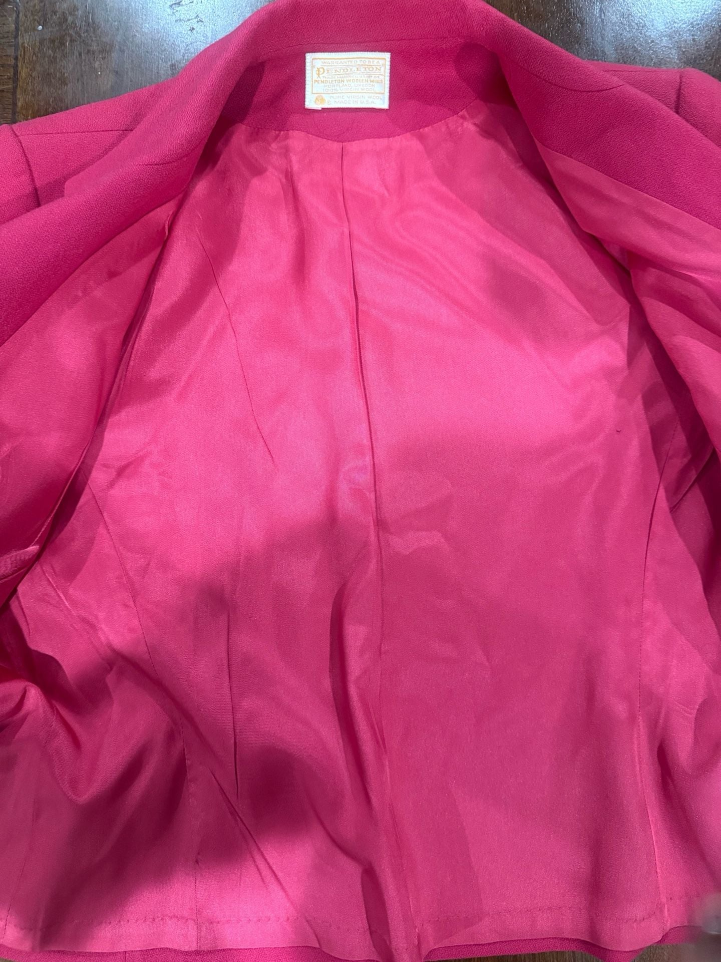 Pendleton Pink Virgin Wool Waist Length Blazer Size 10 Made in USA Vintage USA 7