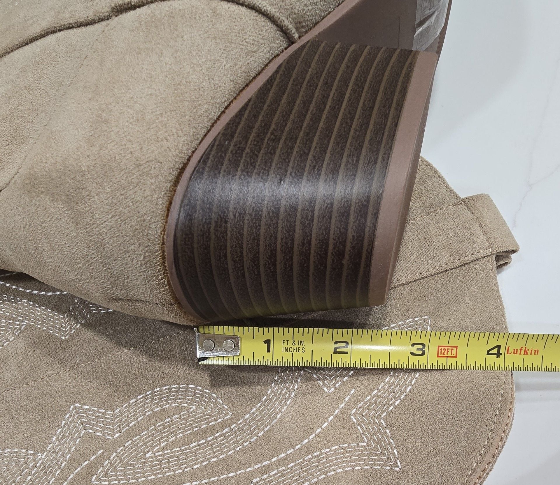  Almond Suede Western Boots Size 6 8