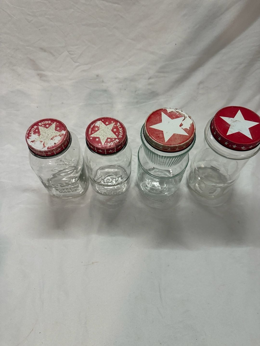 Vintage Presto Kerr Maxwell House Glass Jar Lot With Star Lids 3
