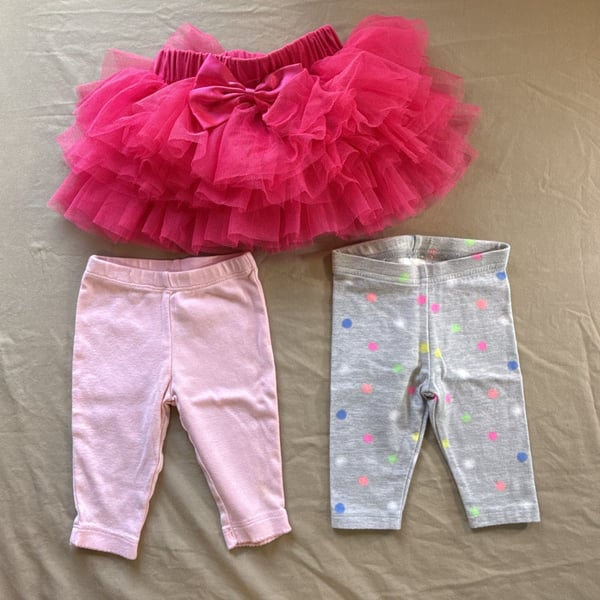 Carter's & Jumping Beans 3M Tutu & Leggings 3-Piece Set