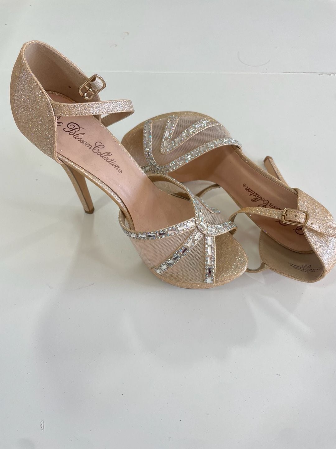 Wedding Vice-222 Gold Glitter Rhinestone High Heel Sandals Gala Prom Dance 2