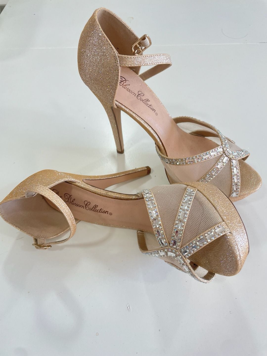 Wedding Vice-222 Gold Glitter Rhinestone High Heel Sandals Gala Prom Dance 3