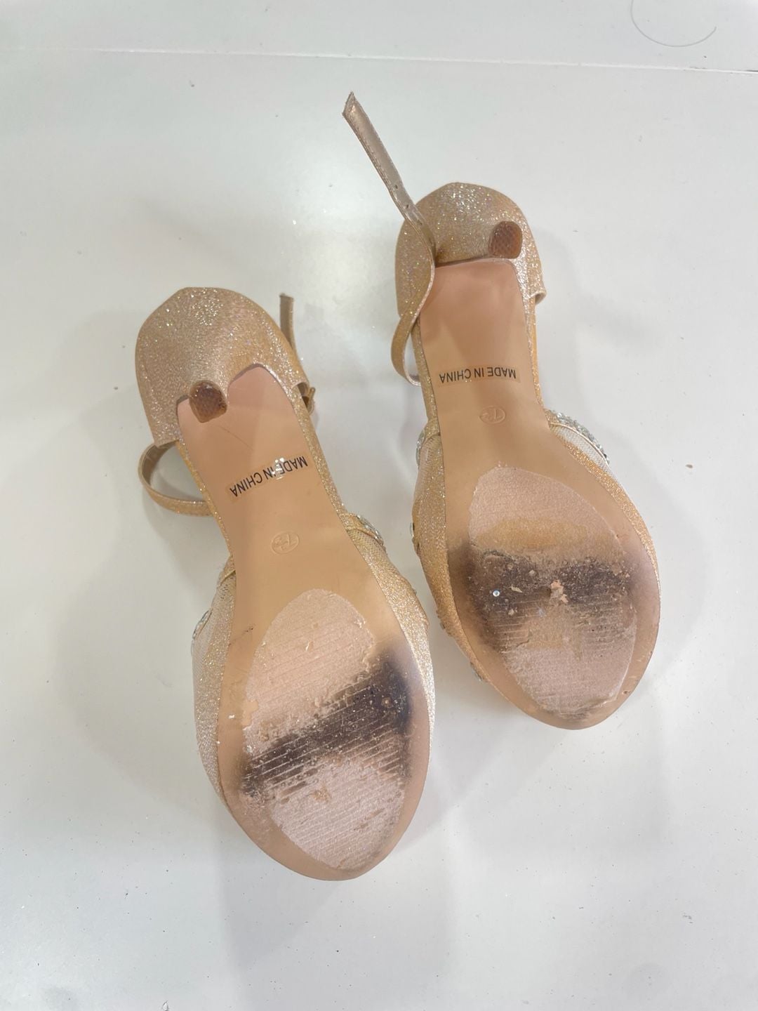 Wedding Vice-222 Gold Glitter Rhinestone High Heel Sandals Gala Prom Dance 6