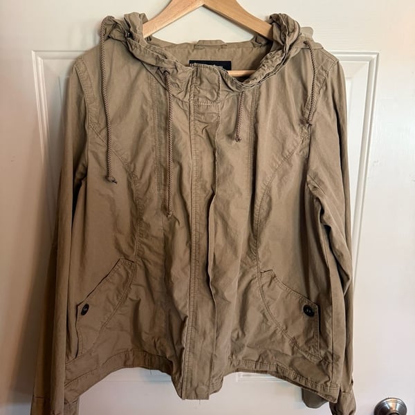 Calvin Klein Jeans Hooded Jacket Size XL Khaki Utility Anorak Full Zip