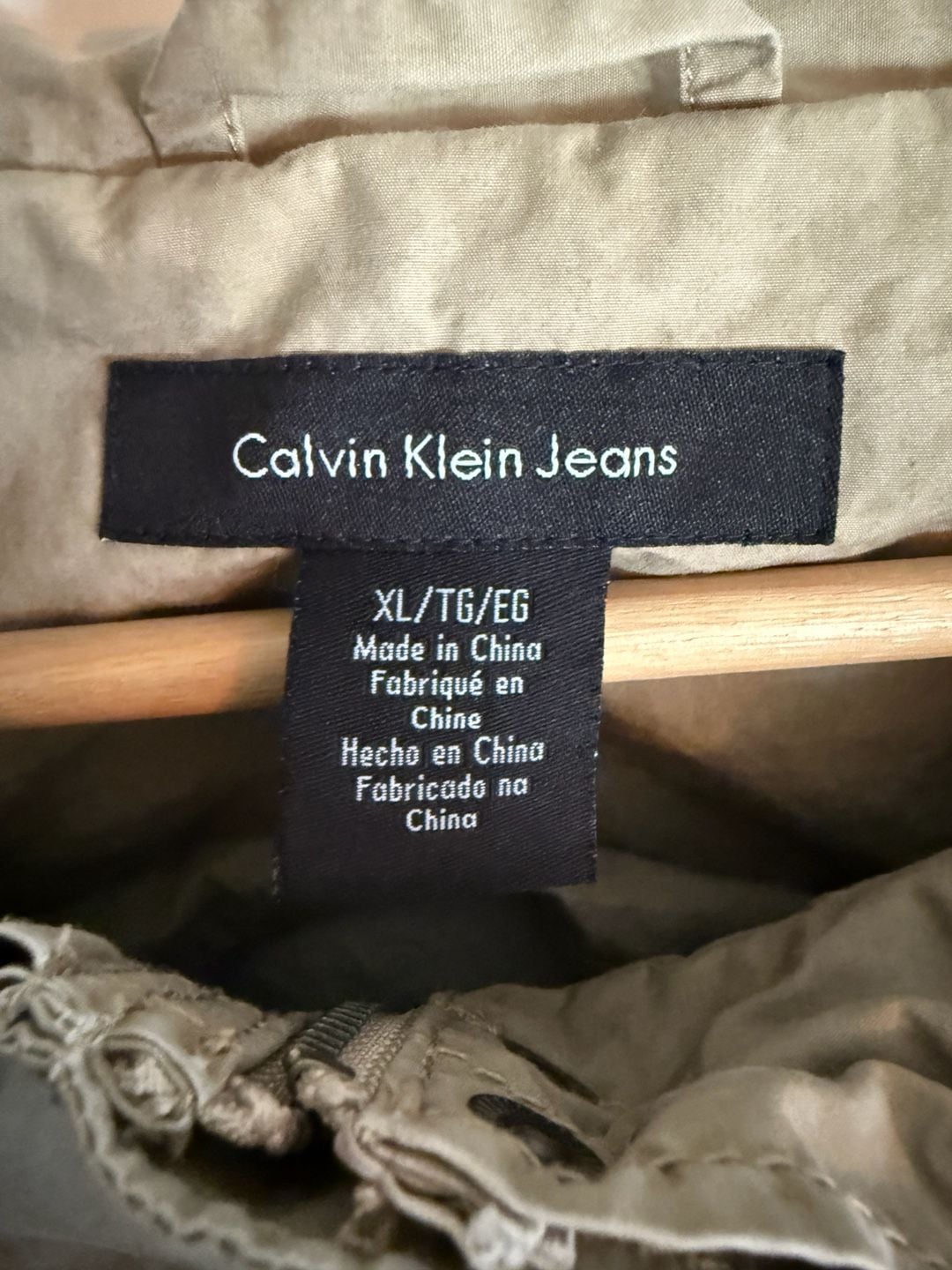 Calvin Klein Jeans Hooded Jacket Size XL Khaki Utility Anorak Full Zip 4