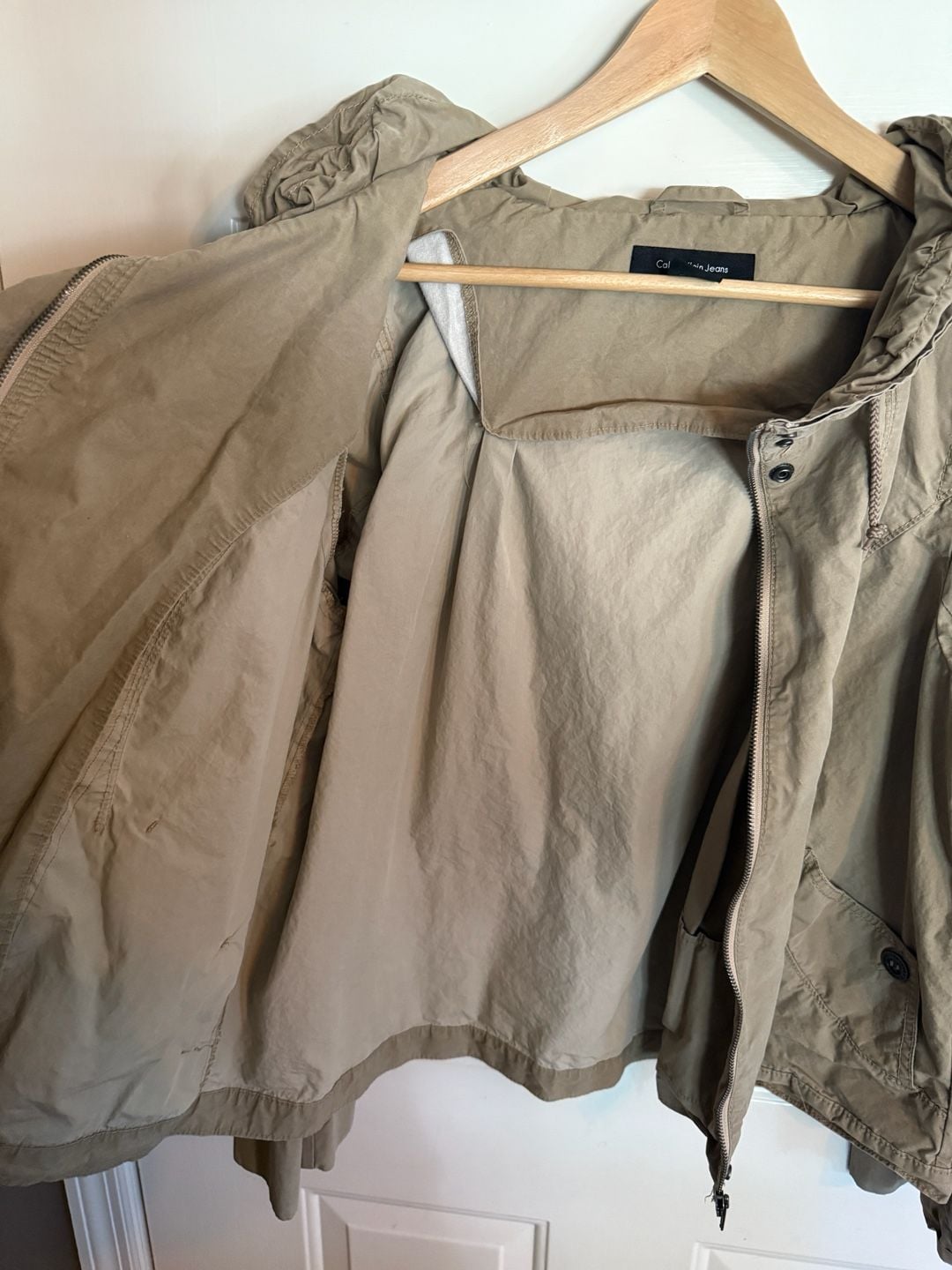 Calvin Klein Jeans Hooded Jacket Size XL Khaki Utility Anorak Full Zip 7