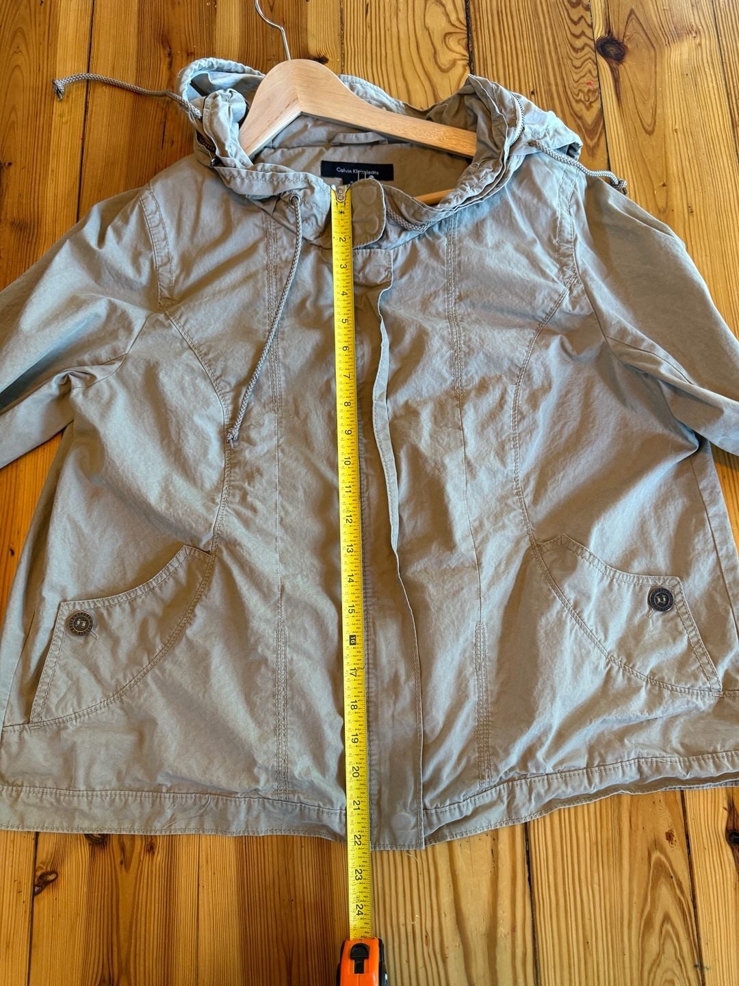 Calvin Klein Jeans Hooded Jacket Size XL Khaki Utility Anorak Full Zip 11