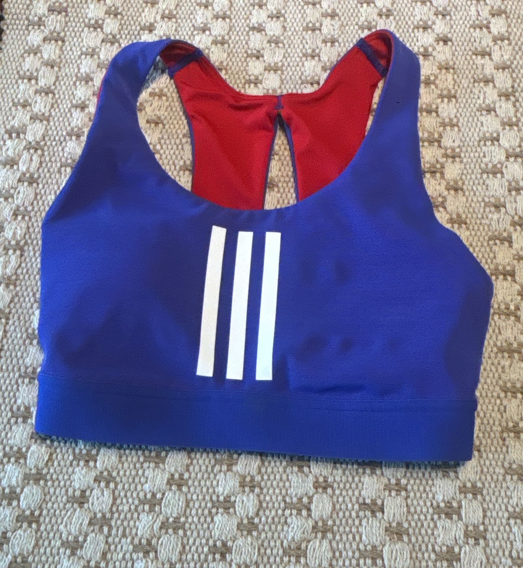 Adidas Training Medium Support Sports Bra Blue Red Sz XXS 3