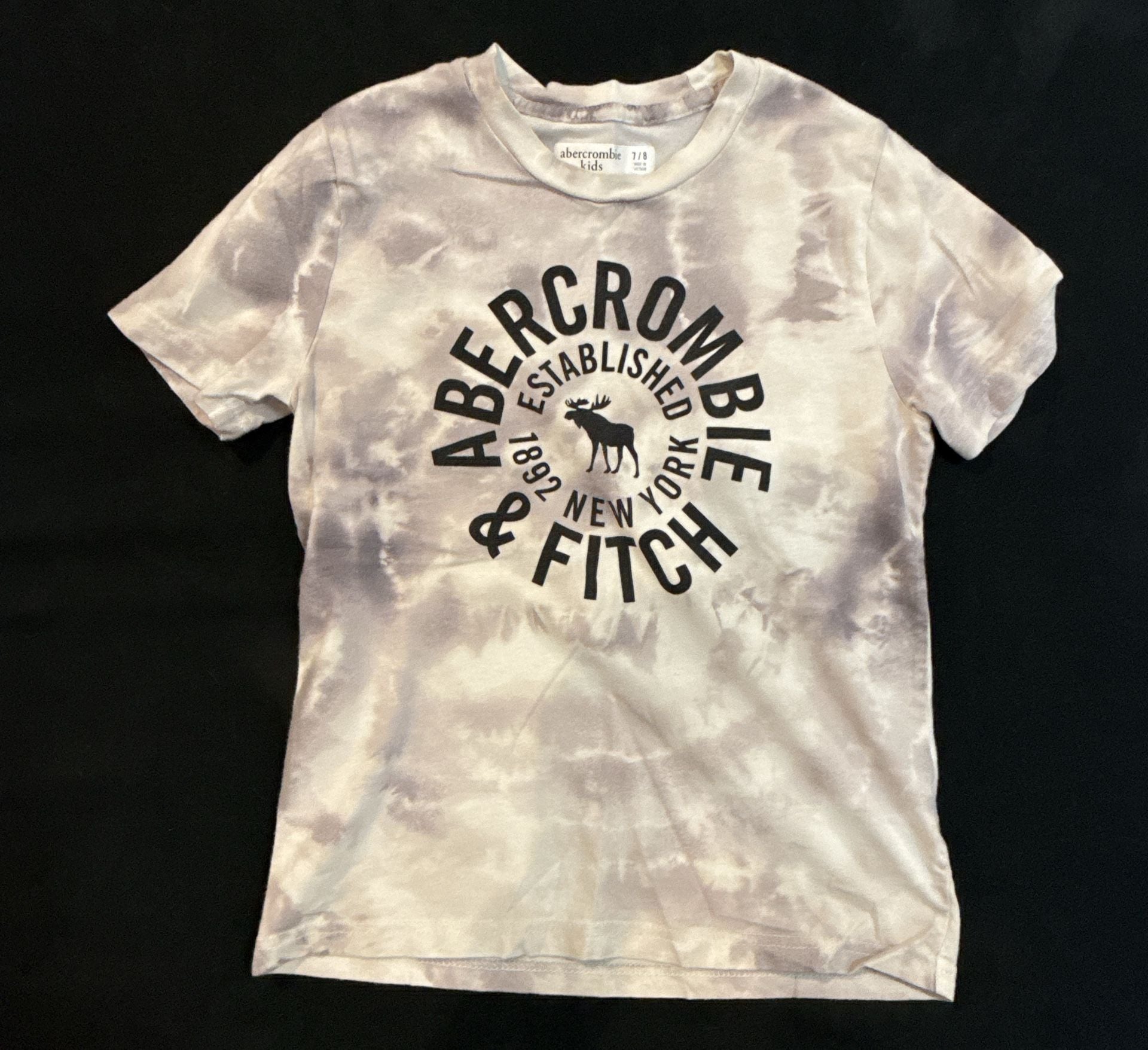 Abercrombie Kids Graphic T-Shirt Size 7/8 Gray White Tie-Dye 2