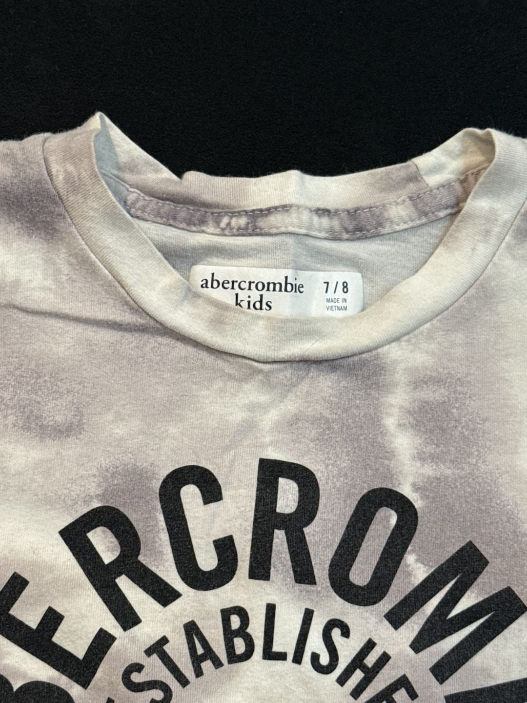 Abercrombie Kids Graphic T-Shirt Size 7/8 Gray White Tie-Dye 3