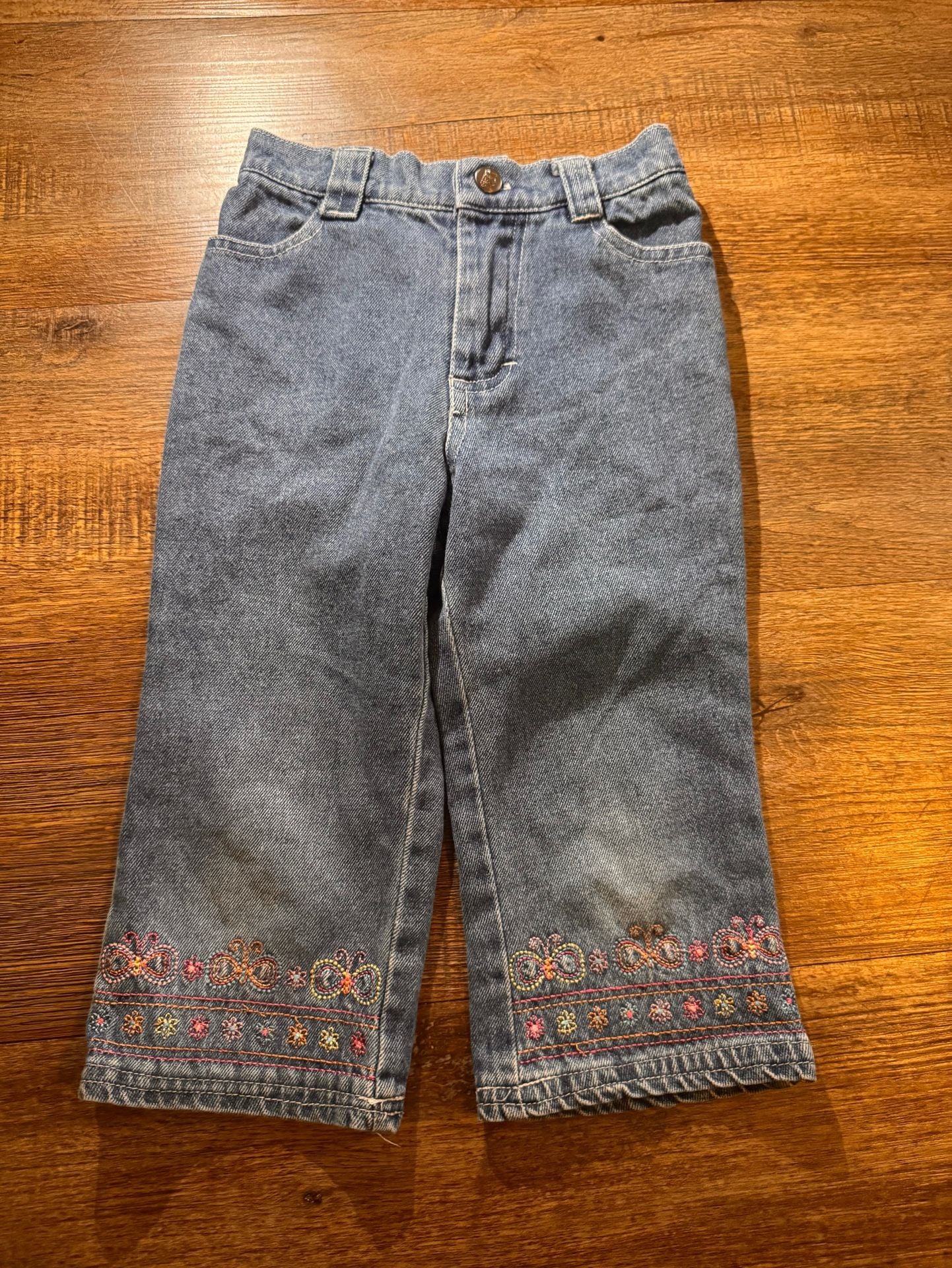 Nickelodeon Embroidered Hem Blue Denim Jeans Size 5 1