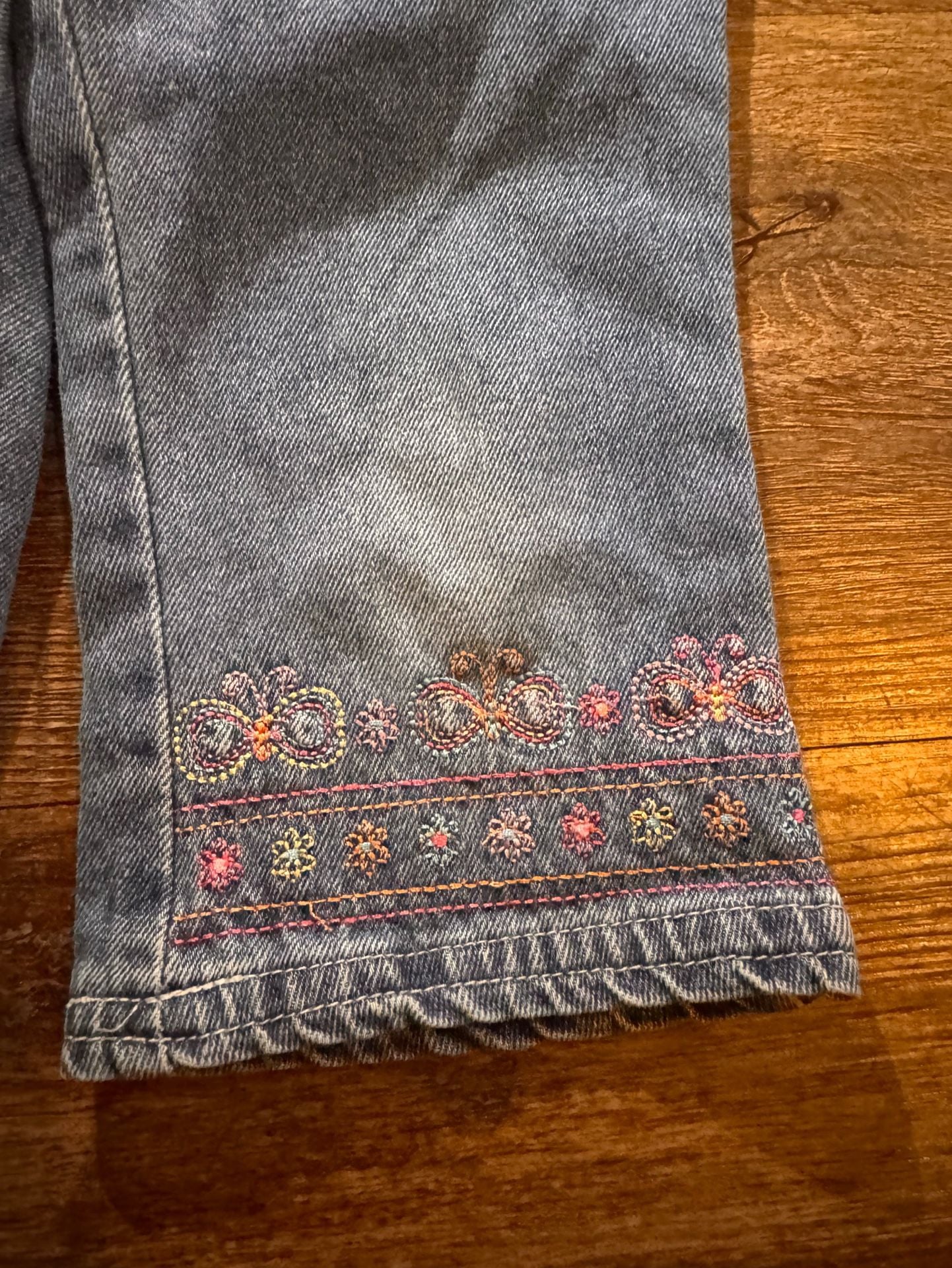 Nickelodeon Embroidered Hem Blue Denim Jeans Size 5 2