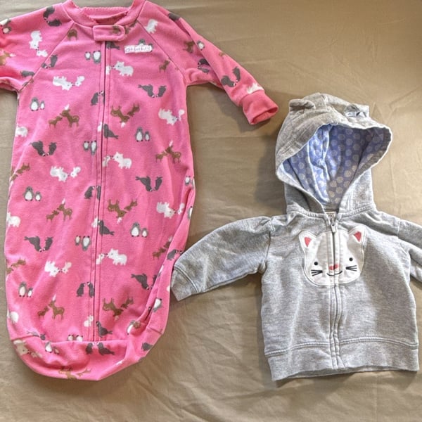 Just One You Made by Carter's Hoodie Size 3M Gray Cat