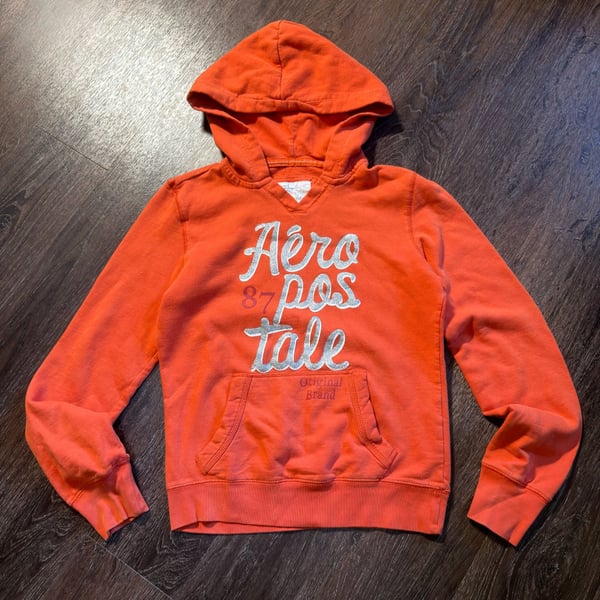 Aeropostale Hoodie Size M Orange Logo Pullover