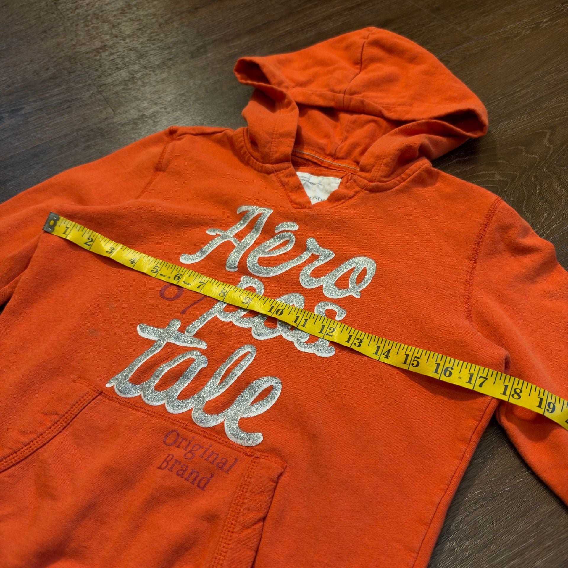 Aeropostale Hoodie Size M Orange Logo Pullover 4