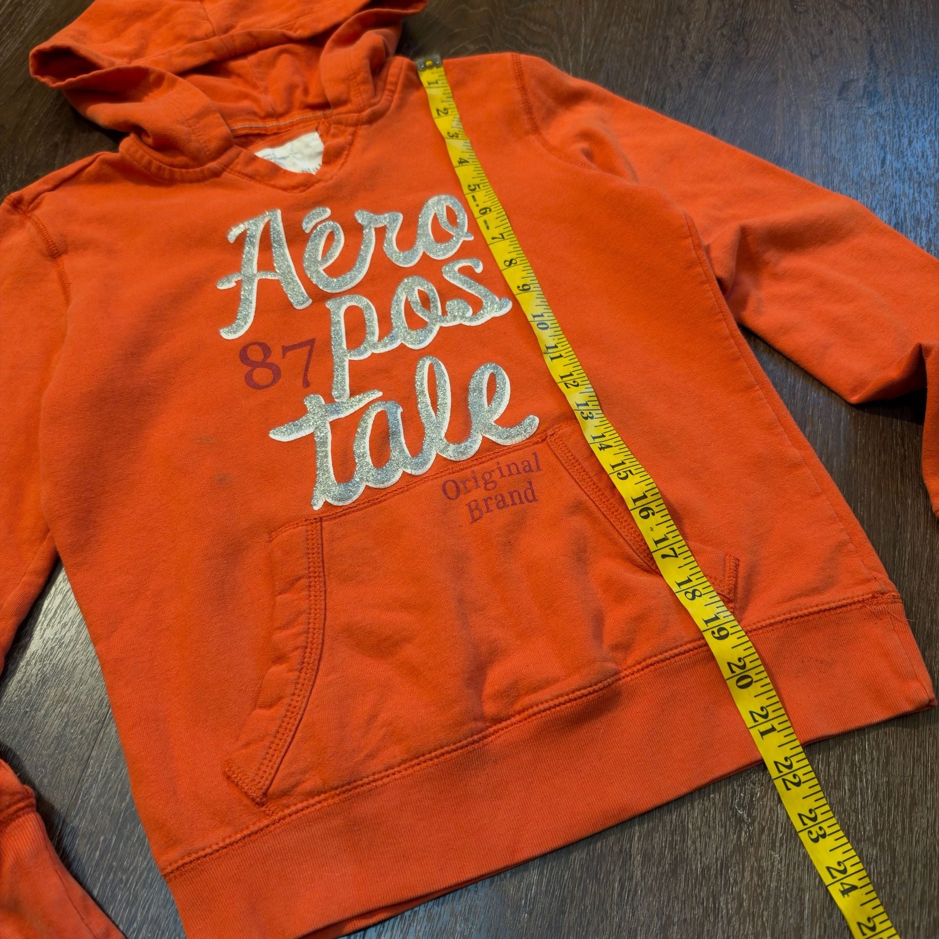 Aeropostale Hoodie Size M Orange Logo Pullover 5