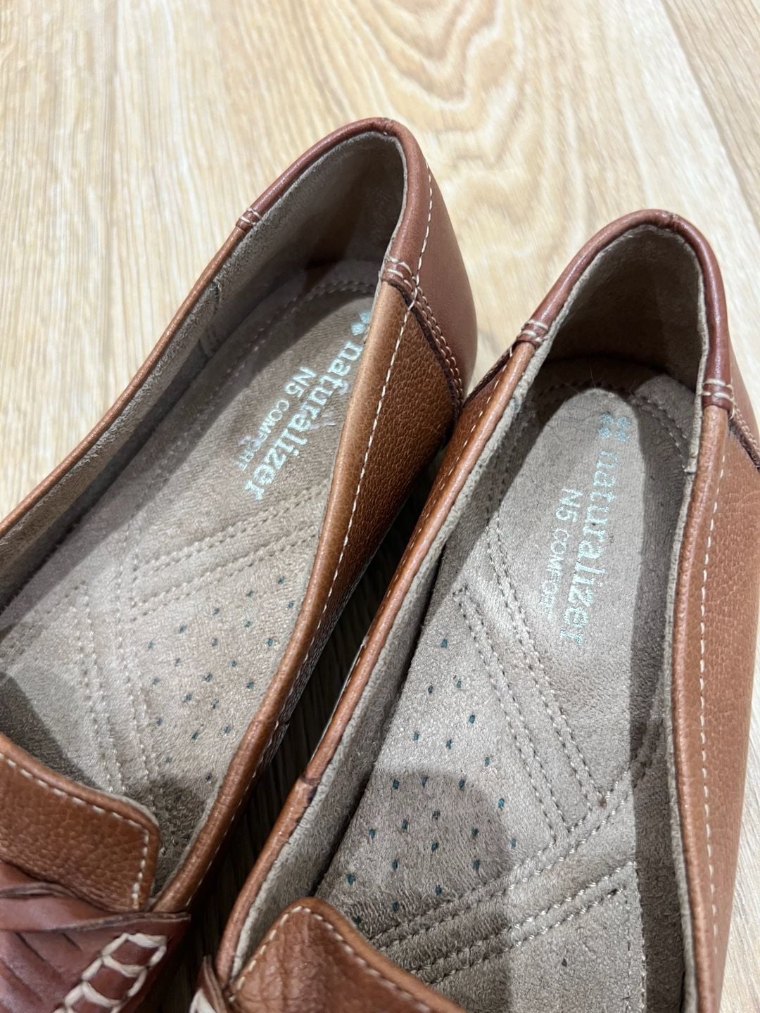 Naturalizer brown leather slip-on loafers N5 Comfort insole braided strap Sz 6.5 12