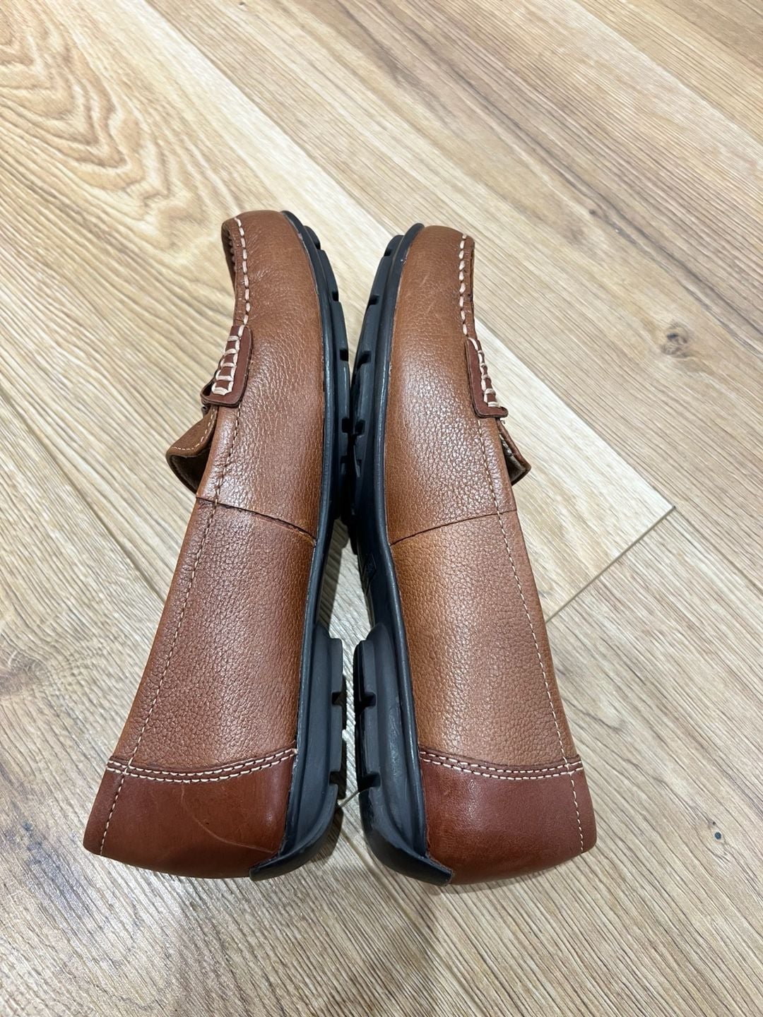 Naturalizer brown leather slip-on loafers N5 Comfort insole braided strap Sz 6.5 13