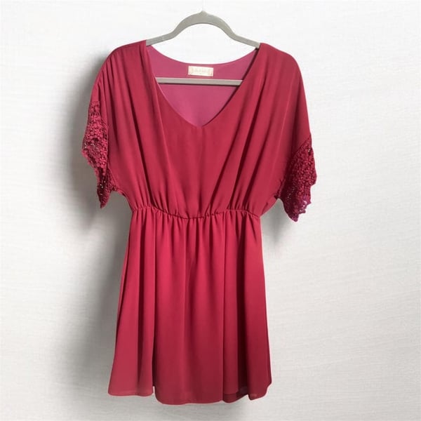 Altar'd State Maroon Lace Sleeve Dress Size M