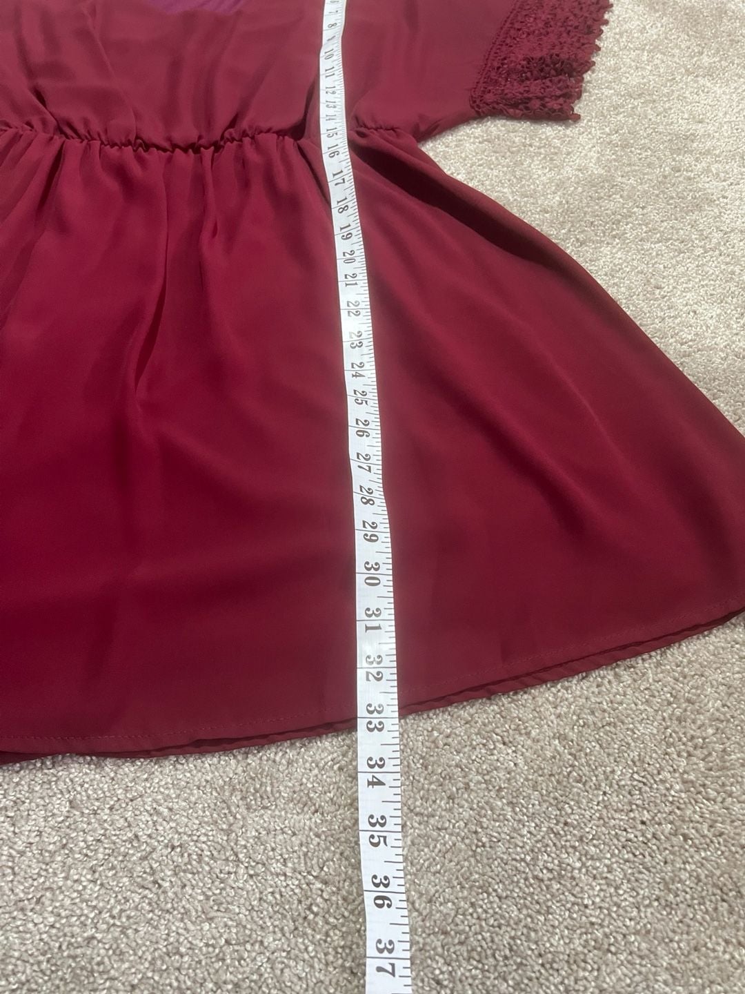Altar'd State Maroon Lace Sleeve Dress Size M 7