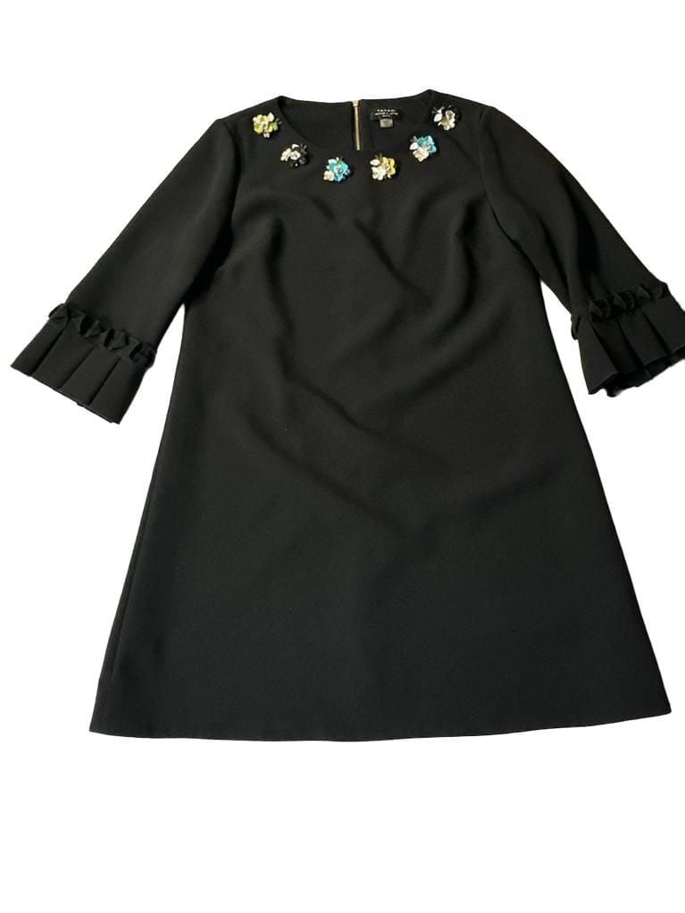 Tahari Arthur S. Levine Embellished Neck Dress Size 8P Black 2