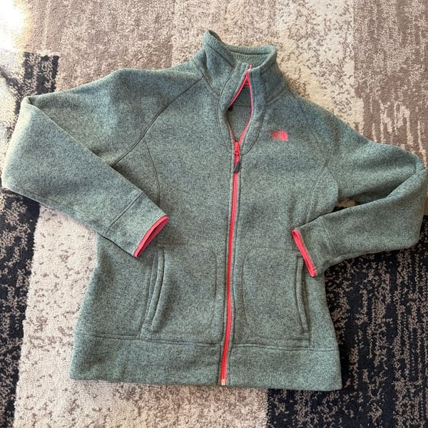 The North Face Full Zip Fleece Jacket Size L Green