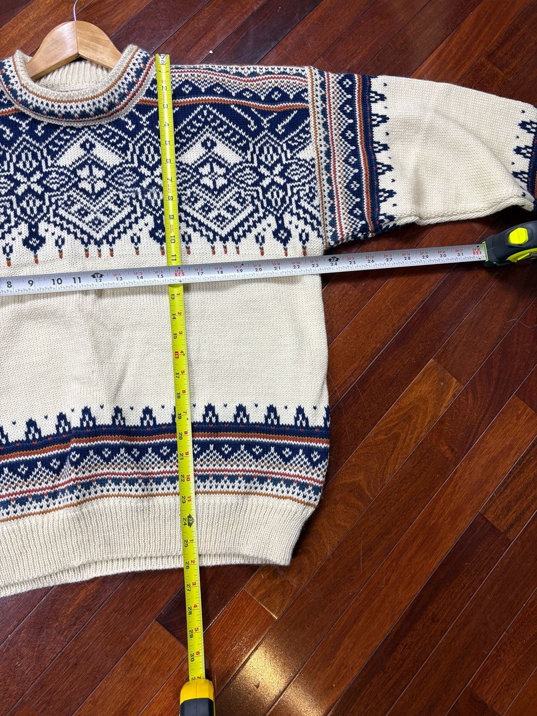 Vintage Dale of Norway Fair Isle Knit Sweater Men’s L Beige Blue 5