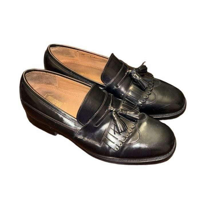 J. Murphy Kiltie Tassel Loafers Size 8.5M Black Leather 10