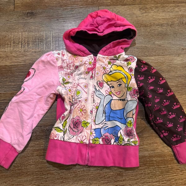 Y2K Disney Princess Cinderella Full Zip Hoodie Jacket Size 3T Pink