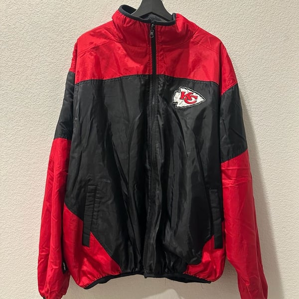 NFL Kansas City Chiefs jacket XXL red black embroidered logo reversible