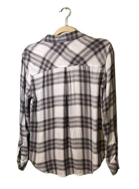 Rails Hunter Plaid Button Down Shirt Medium White Ash Mint Gray Rayon Flannel M 5