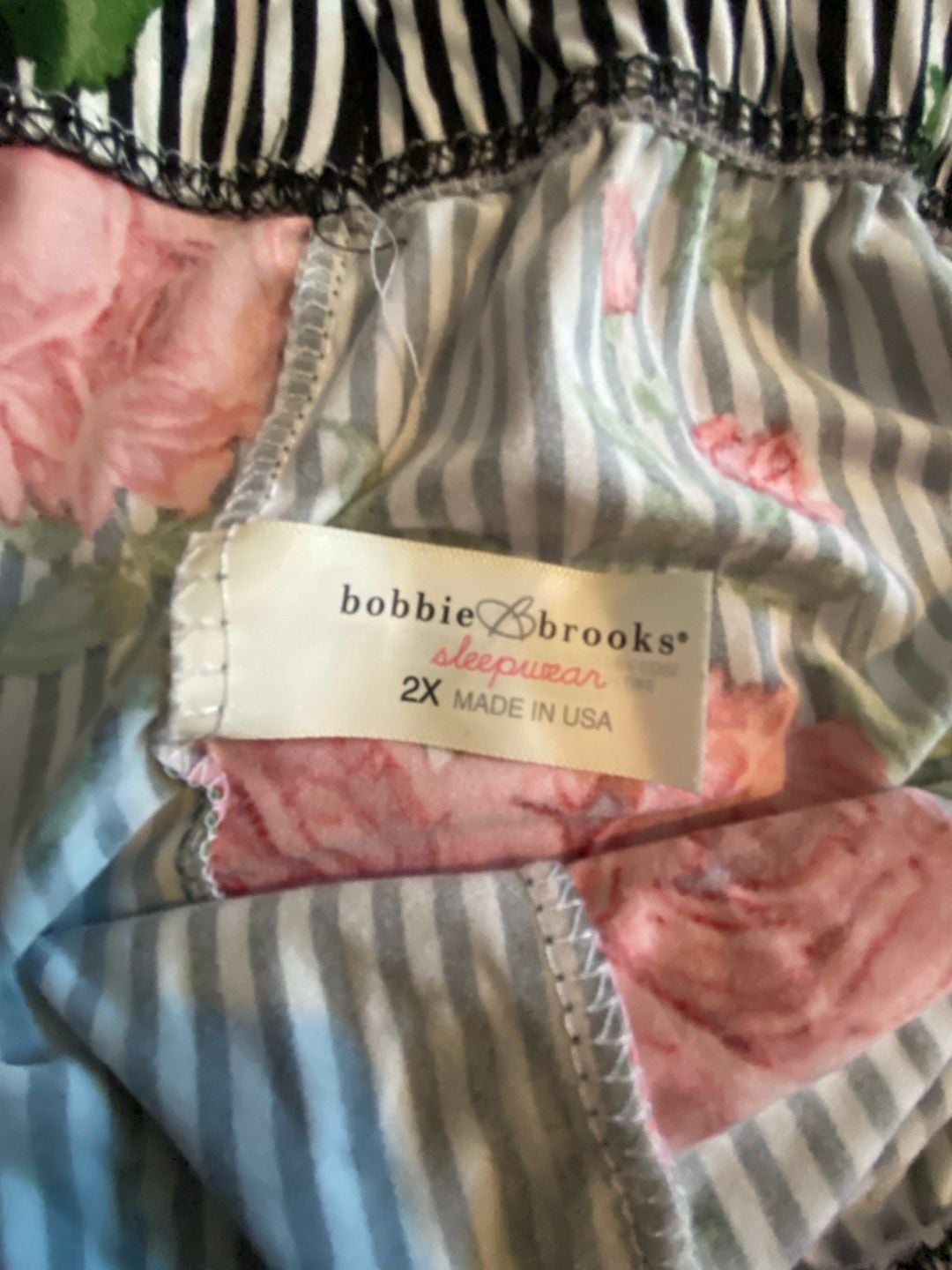Bobbie Brooks Sleepwear Pants 2X Striped Rose 6