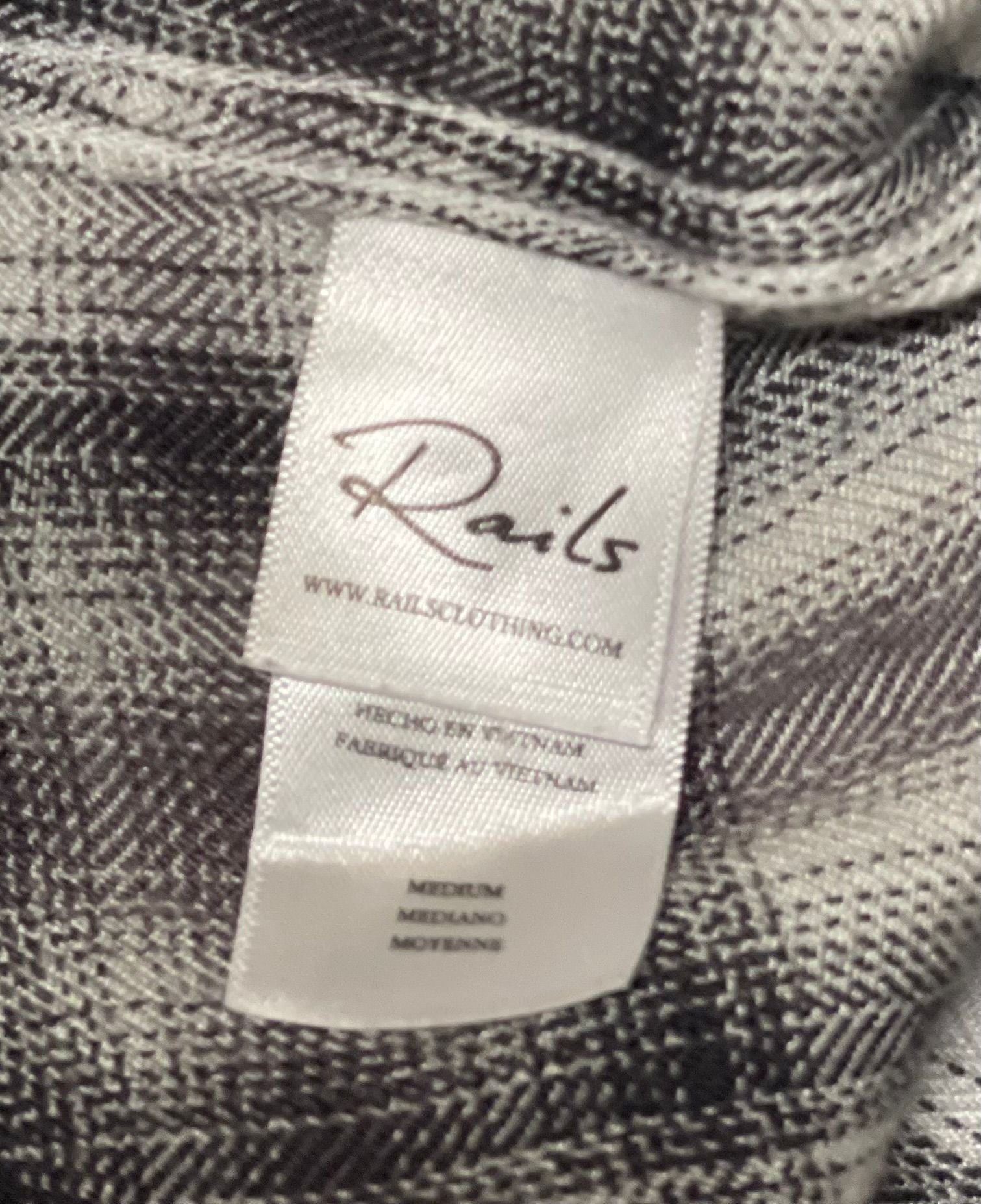 Rails Hunter Plaid Button Down Shirt Medium White Ash Mint Gray Rayon Flannel M 9