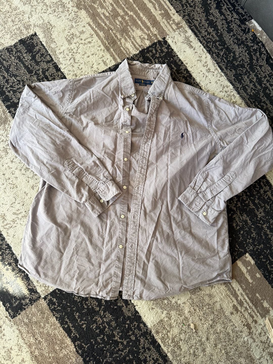 Ralph Lauren Classic Fit Button-Down Shirt Size XXL Grey Long Sleeve 2