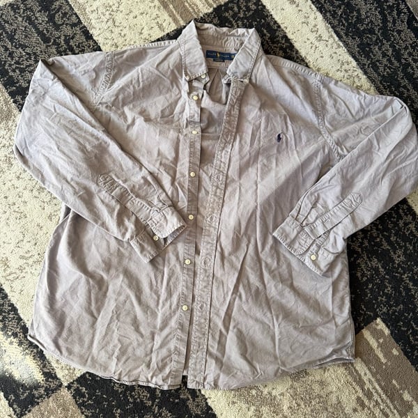Ralph Lauren Classic Fit Button-Down Shirt Size XXL Grey Long Sleeve