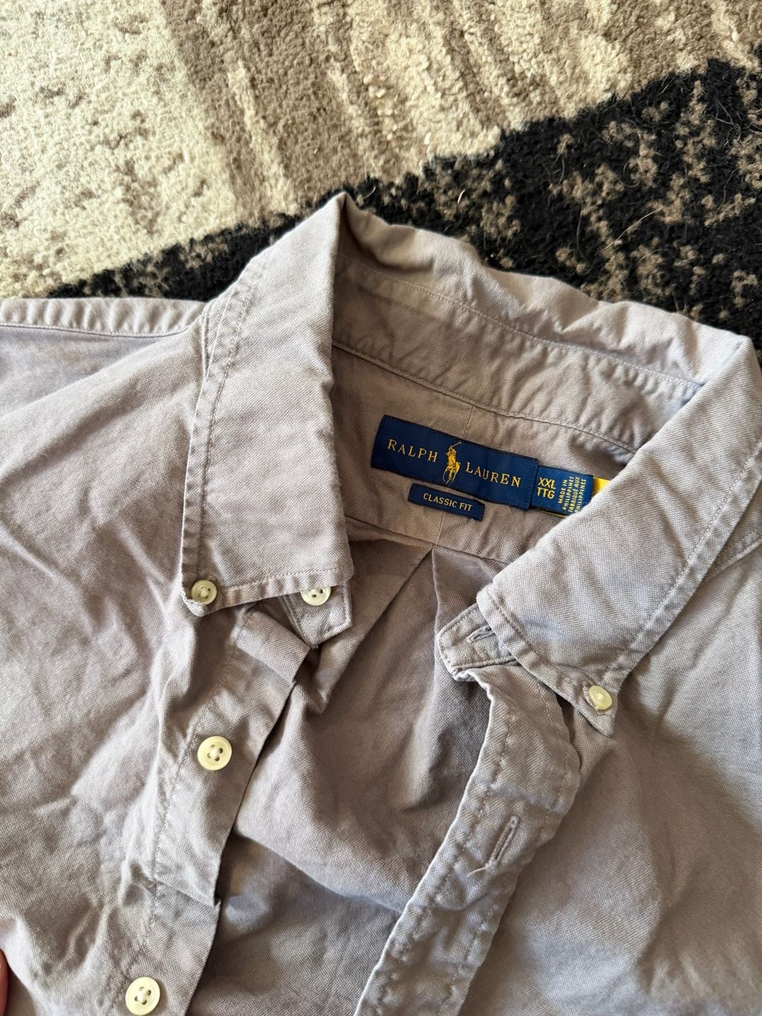 Ralph Lauren Classic Fit Button-Down Shirt Size XXL Grey Long Sleeve 5