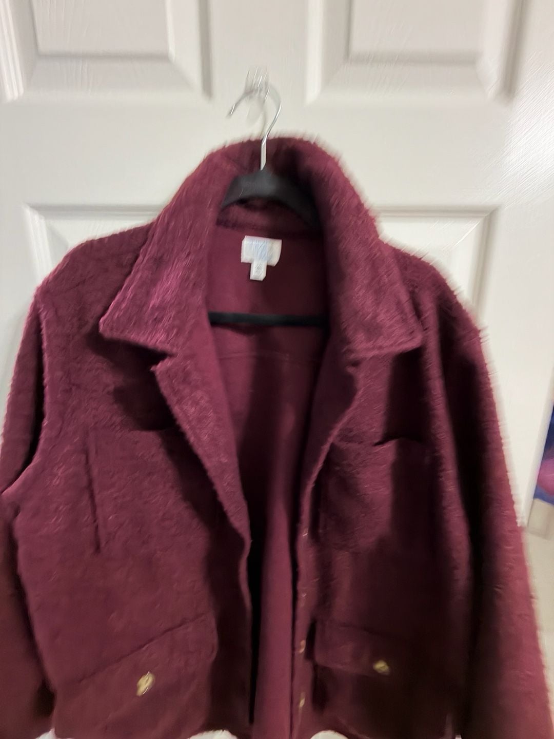 Time And Tru Boucle Utility Shacket Size XXL Burgundy 3