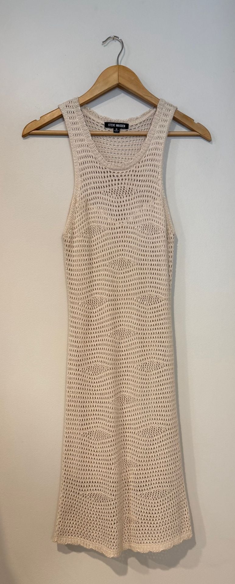 Steve Madden Crochet Dress Size S Beige Open Knit Tank Cover-Up 2