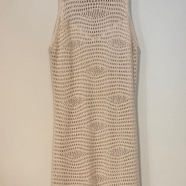 Steve Madden Crochet Dress Size S Beige Open Knit Tank Cover-Up