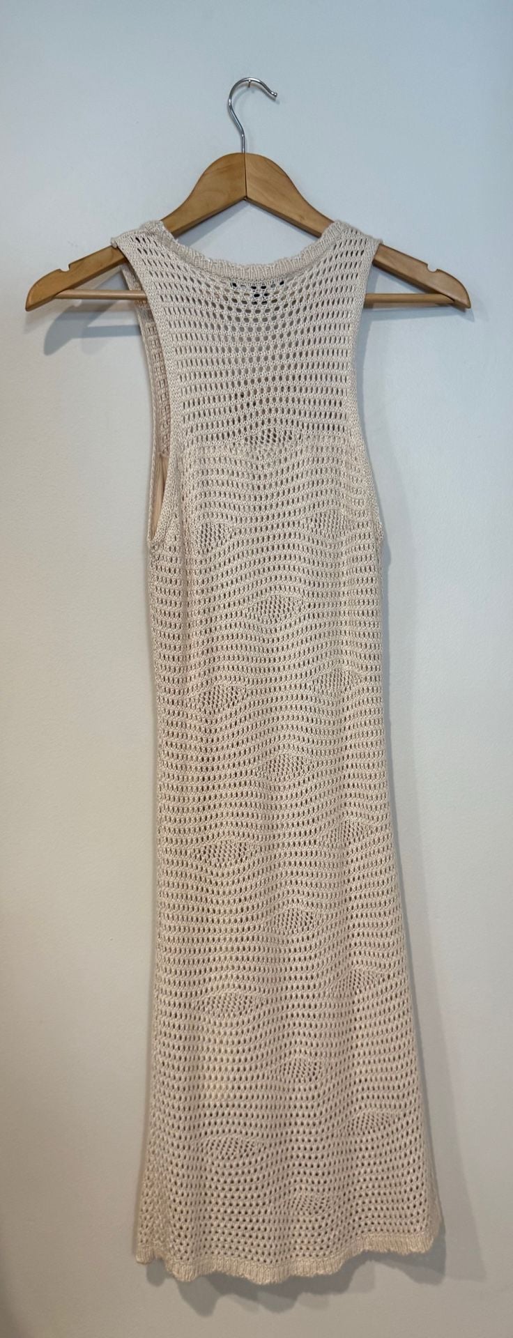 Steve Madden Crochet Dress Size S Beige Open Knit Tank Cover-Up 4
