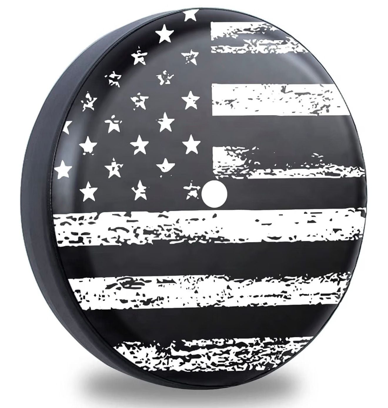 Black and White American Flag Spare Wheel Cover with Back Camera Hole for Wrangler JL 1