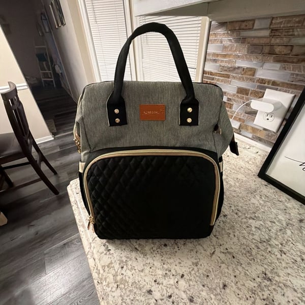 Kasegin Diaper Bag Backpack with Changing Station Gray Black